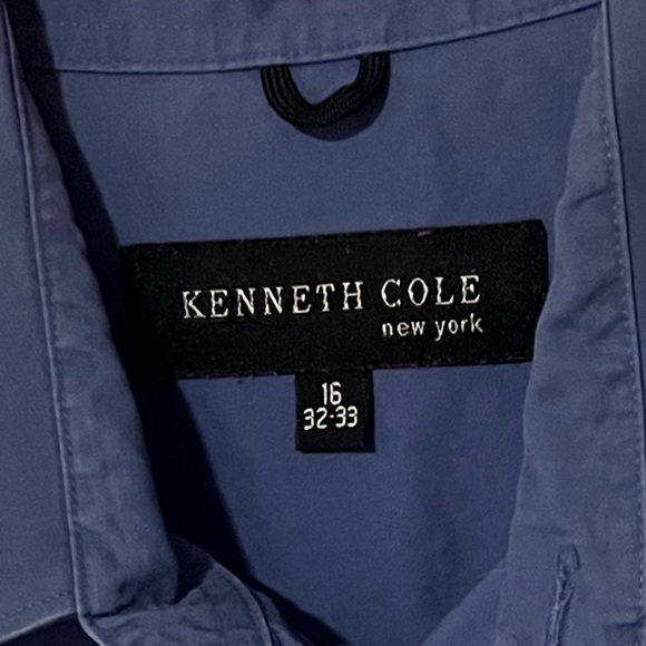 Kenneth Cole Solid Blue Men’s Long Sleeve Button Down Dress Shirt Large 16 - Picture 3 of 6